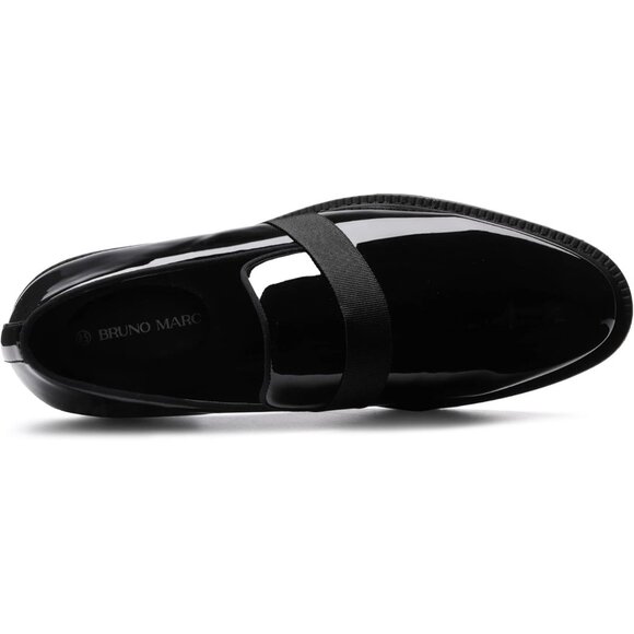 Bruno Marc Men's Black Tuxedo Shoe Slip on Classic Patent Velvet Leather Loafers - Picture 5 of 6